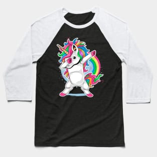 Unicorn cute dabbing style dance rainbow colorfull Baseball T-Shirt